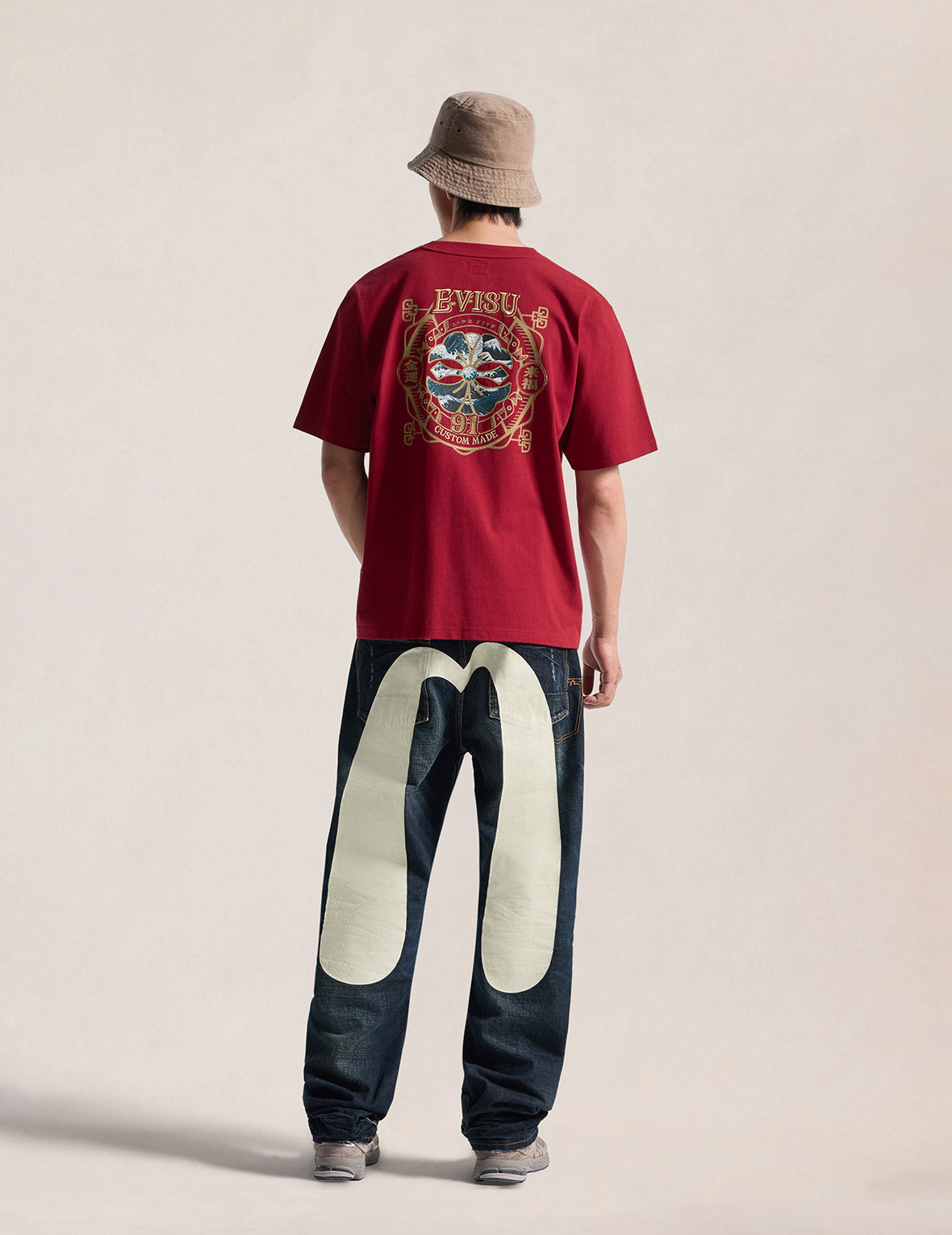 Gold Print Kamon Wave Applique Tee