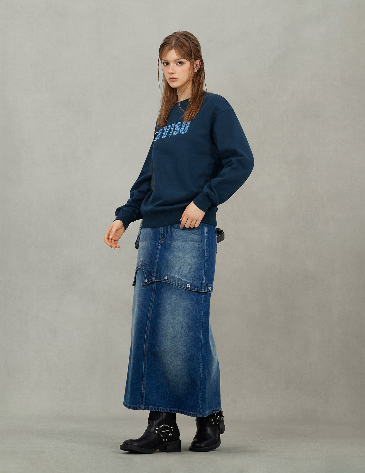 Logo Embroidery Oversized Sweatshirt