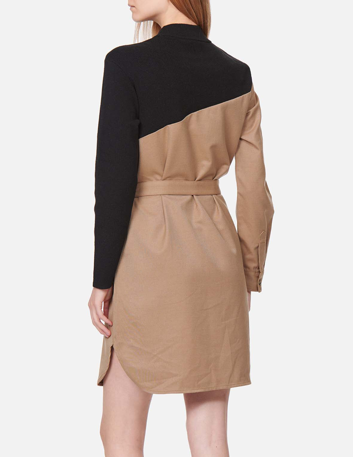 Seagull Print Hybrid Belted Dress