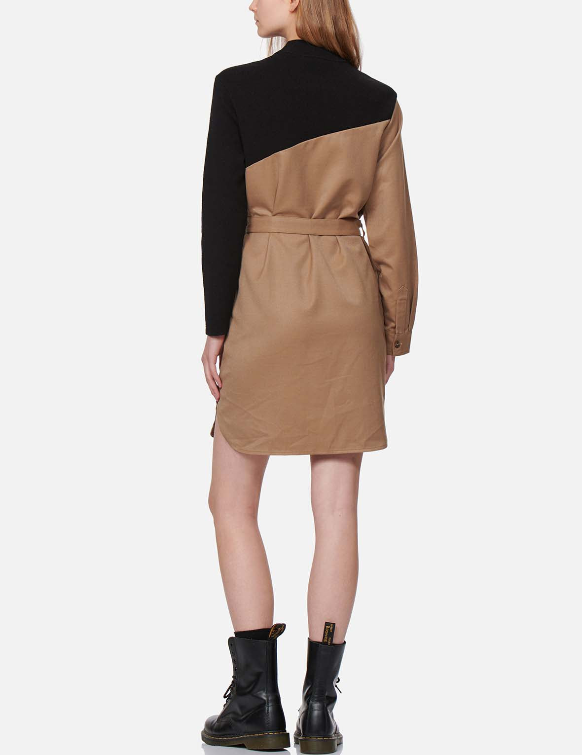 Seagull Print Hybrid Belted Dress