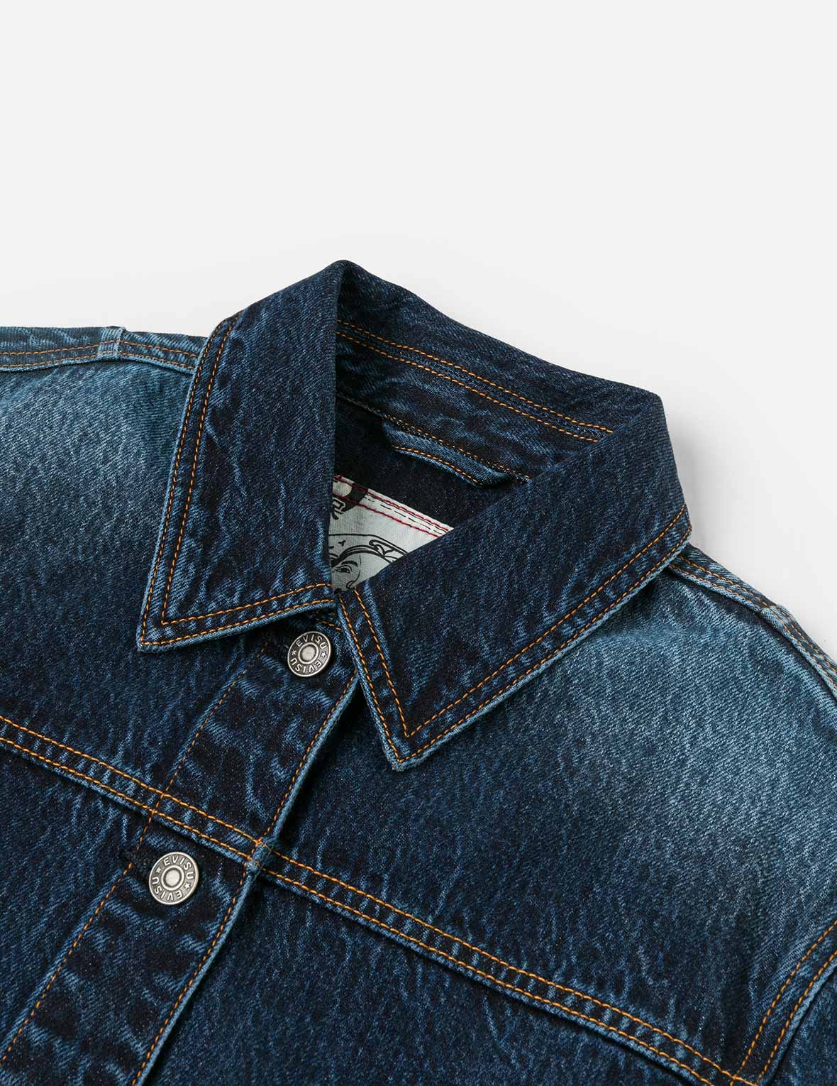 Gradient Print Loose Fit Washed Denim Jacket