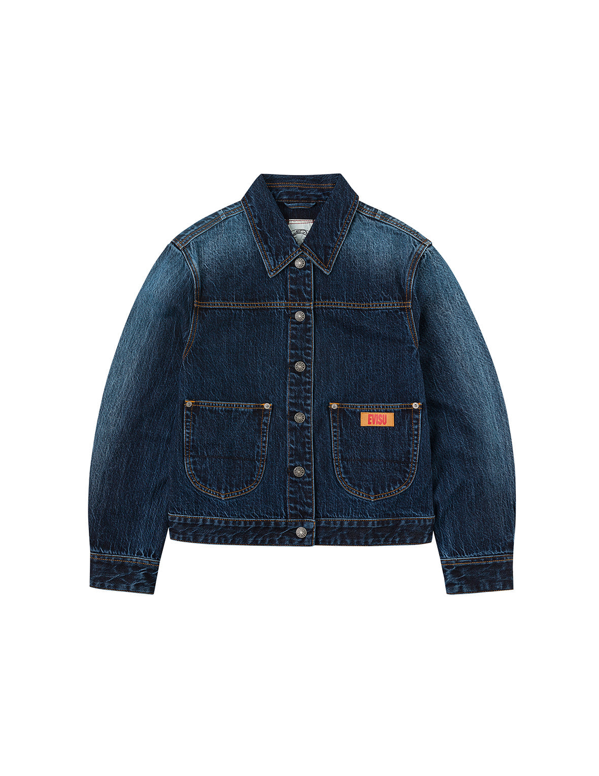 Gradient Print Loose Fit Washed Denim Jacket