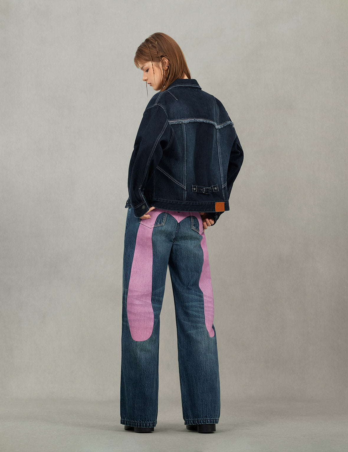 海鸥贴布刺绣宽版洗水牛仔外套