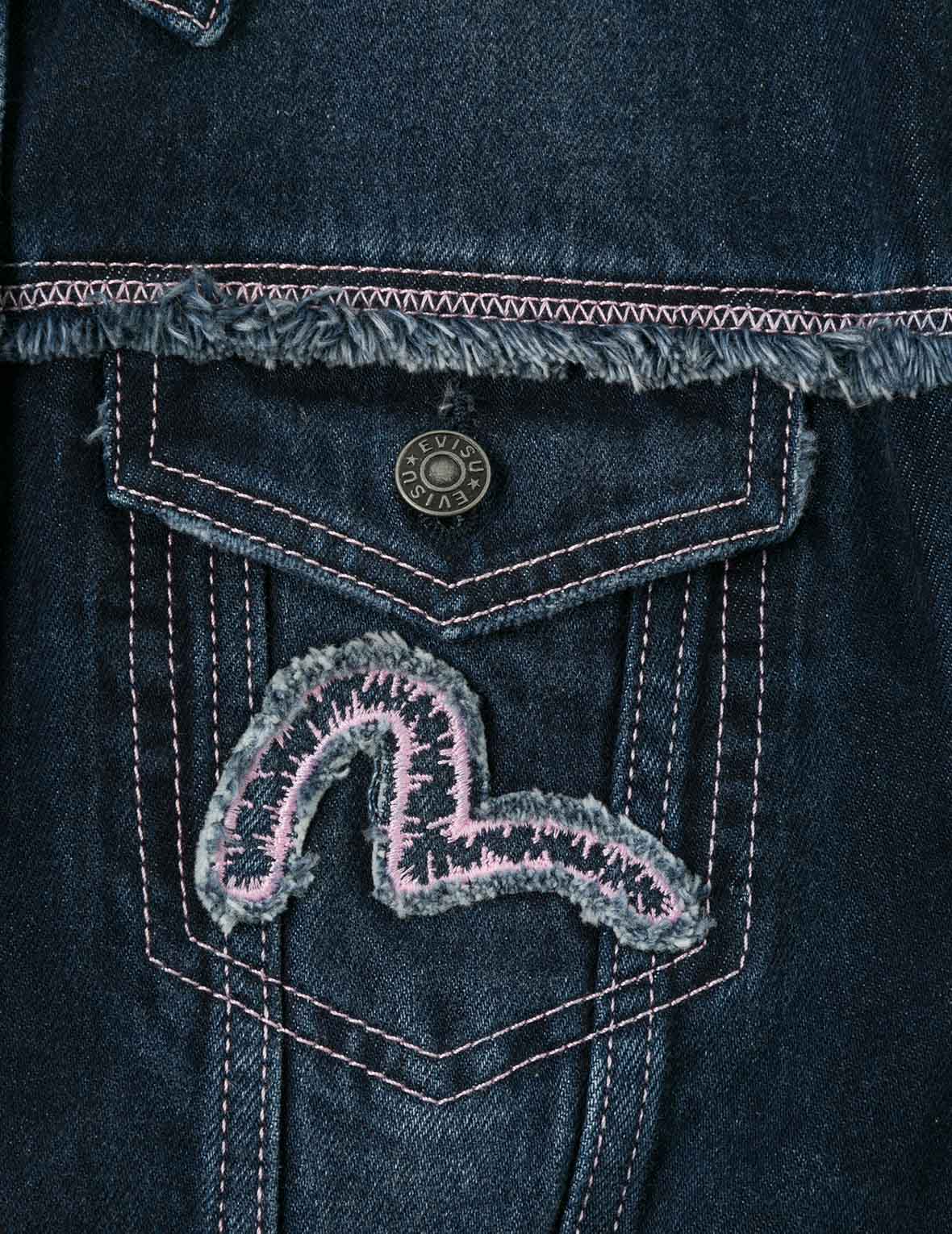 海鸥贴布刺绣宽版洗水牛仔外套