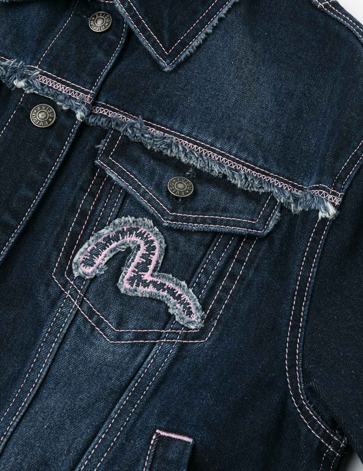 海鸥贴布刺绣宽版洗水牛仔外套