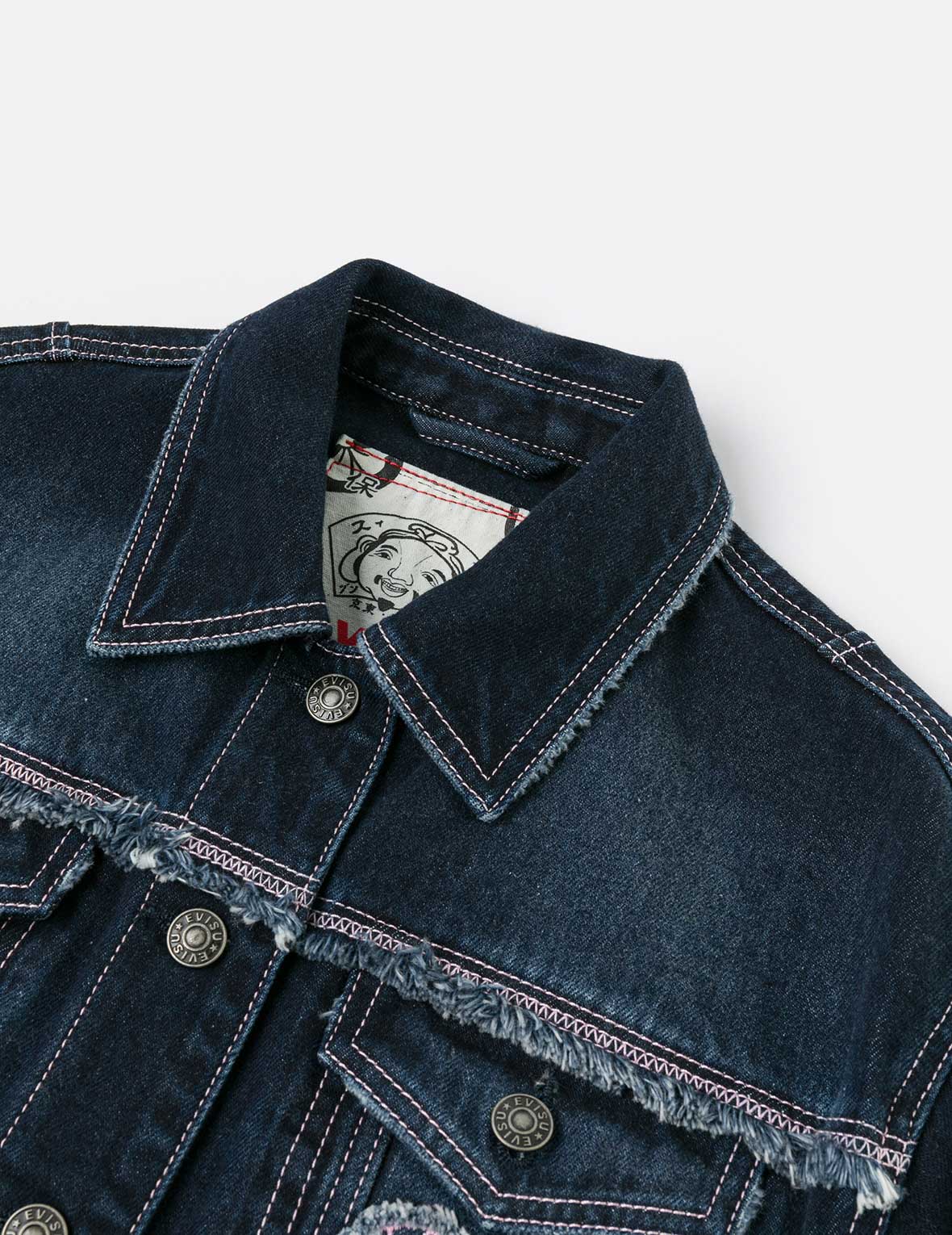 海鸥贴布刺绣宽版洗水牛仔外套