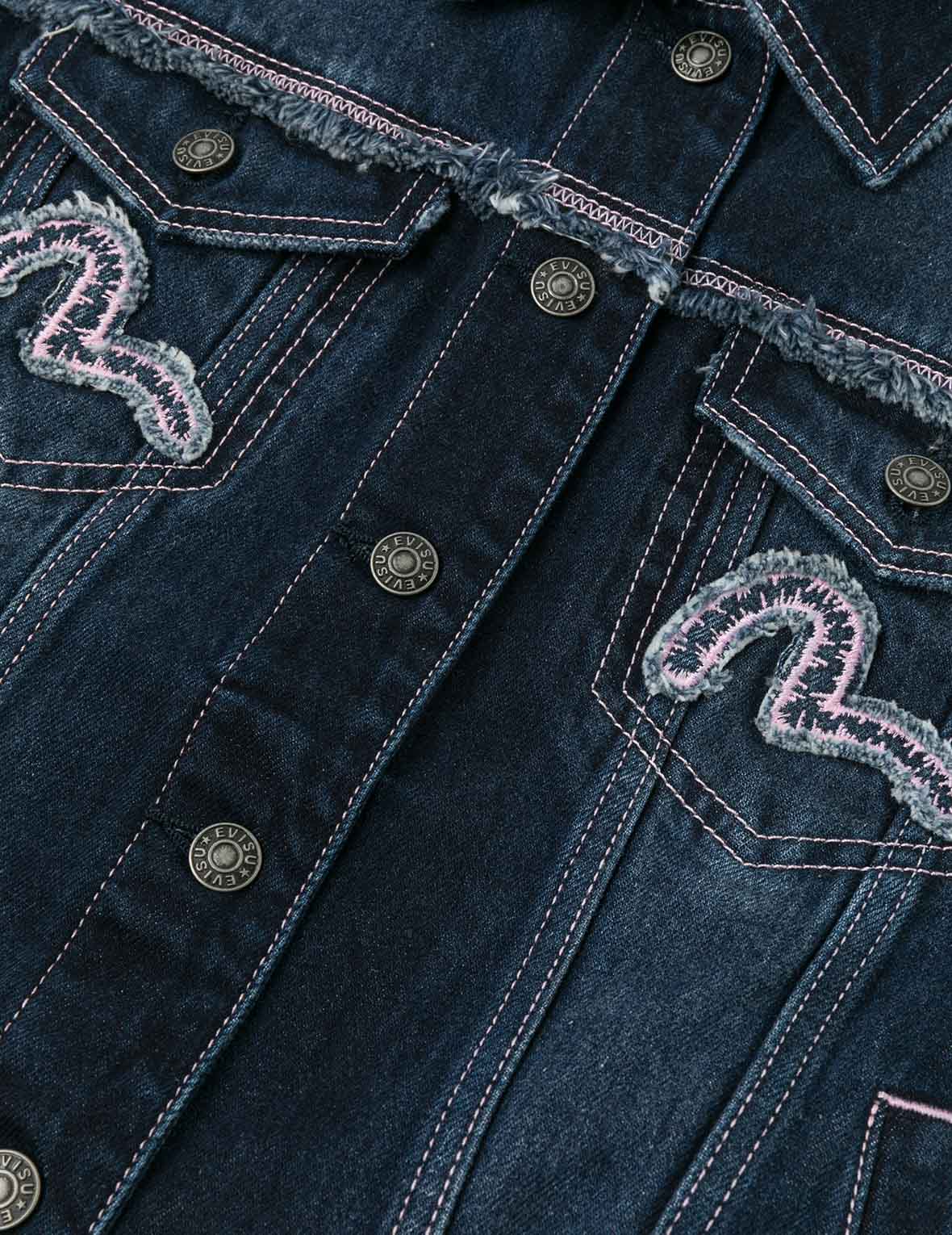 海鸥贴布刺绣宽版洗水牛仔外套