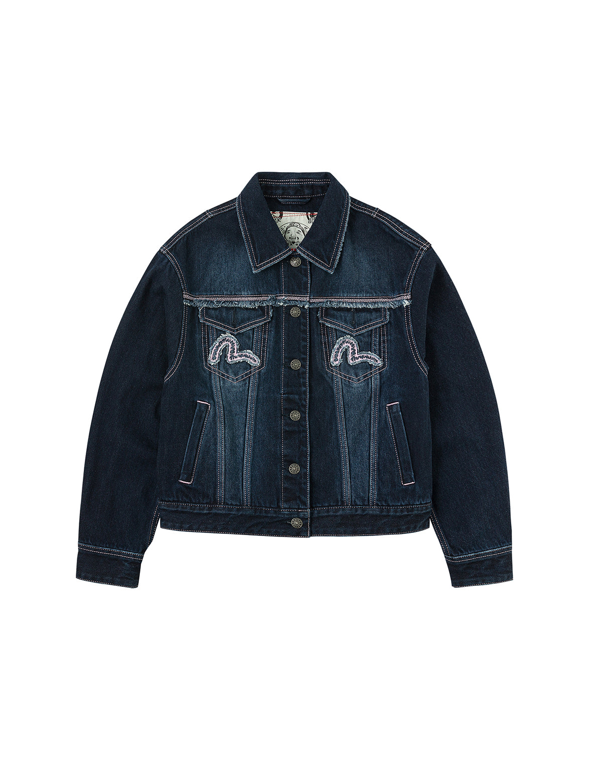 海鸥贴布刺绣宽版洗水牛仔外套