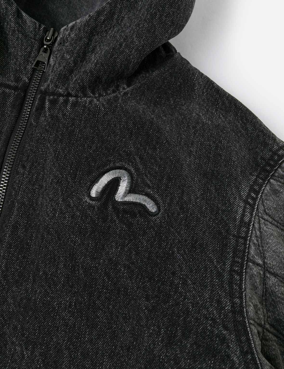 海鸥刺绣时尚版型连帽夹棉牛仔外套