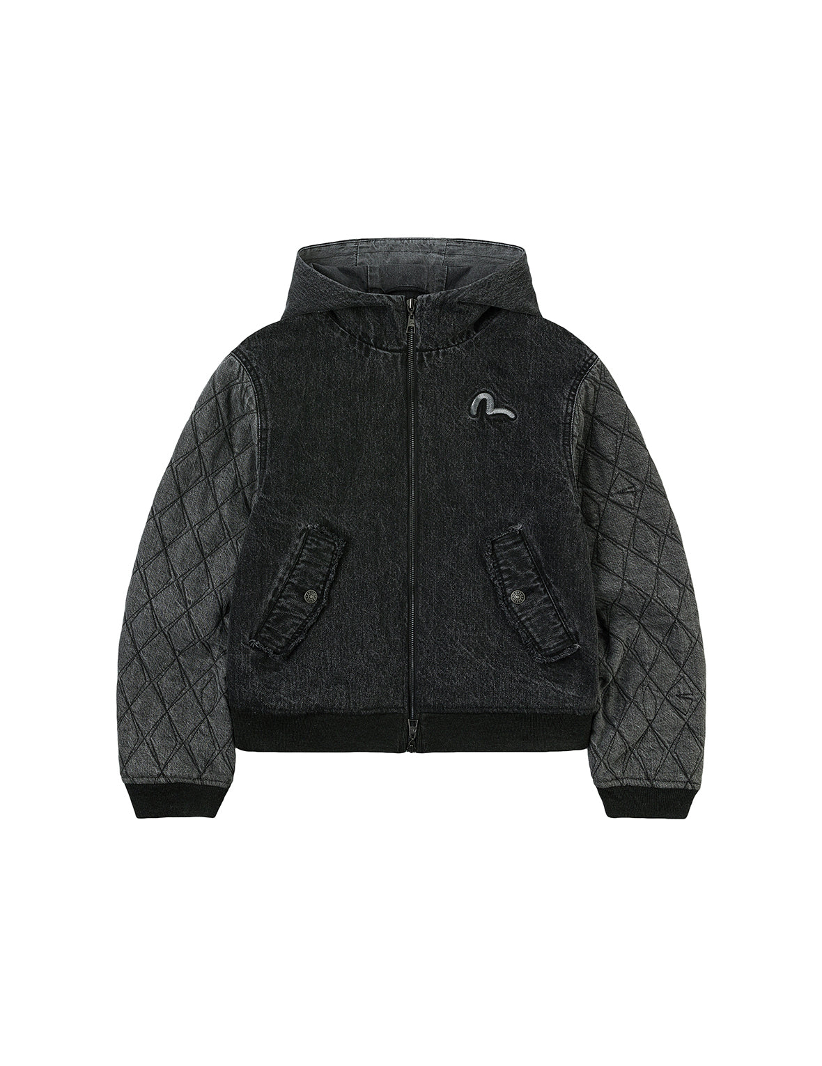 海鸥刺绣时尚版型连帽夹棉牛仔外套