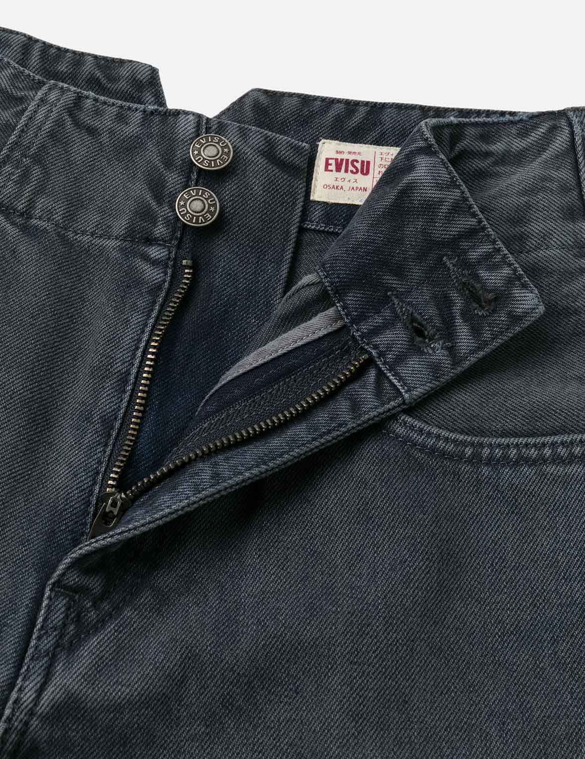 Distressed Kamon Appliqué Embroidery Balloon Fit Jeans