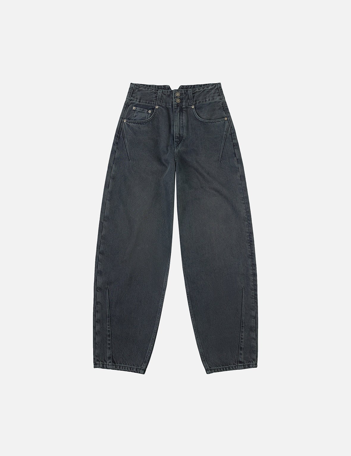 Distressed Kamon Appliqué Embroidery Balloon Fit Jeans