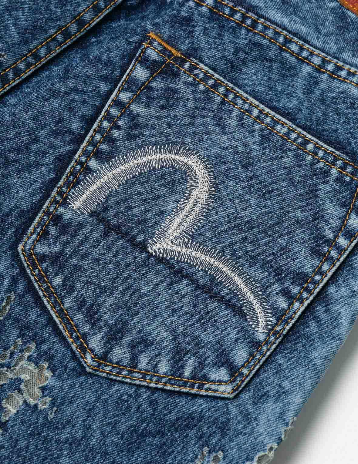 海鸥刺绣时尚版型烧花牛仔裤