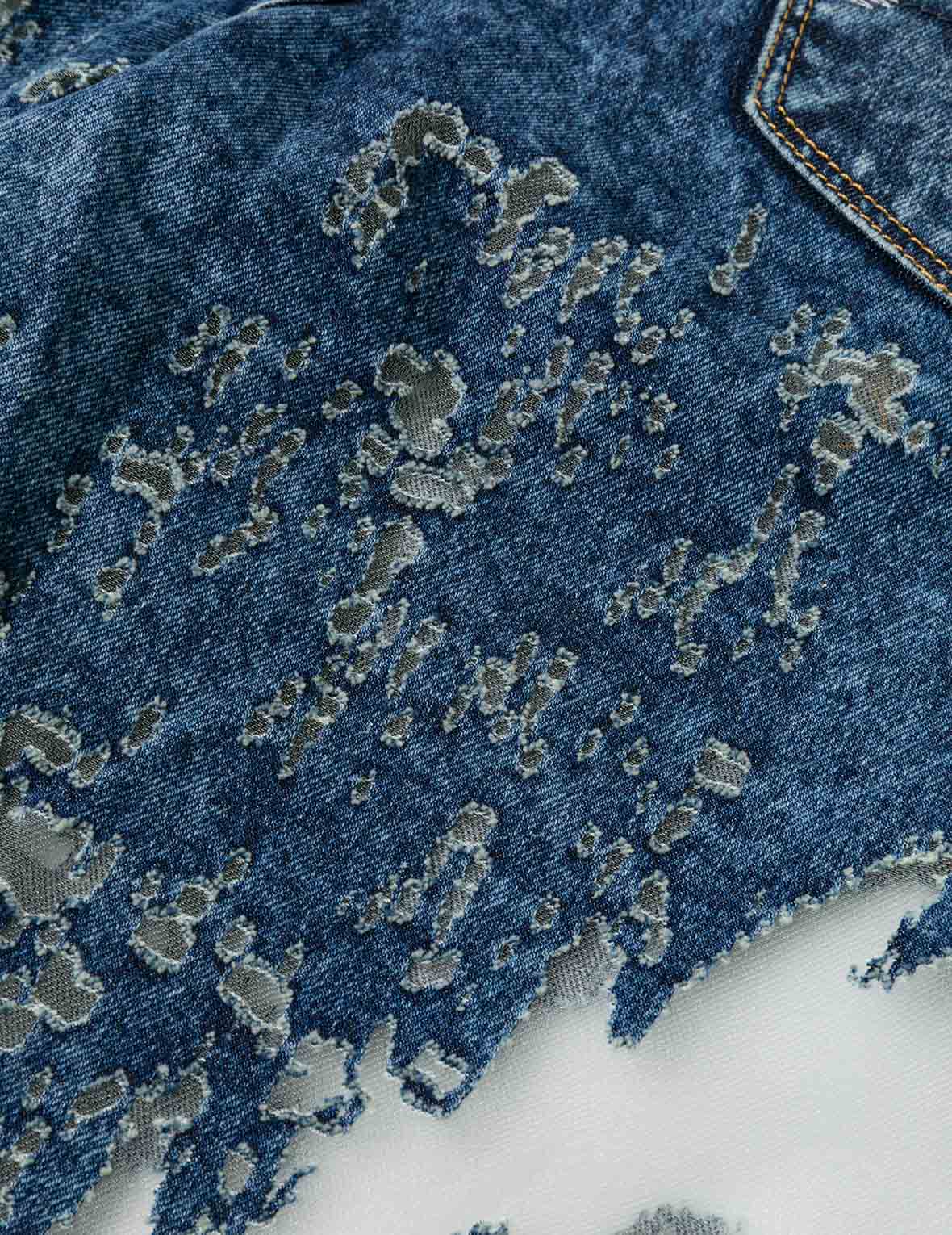 海鸥刺绣时尚版型烧花牛仔裤