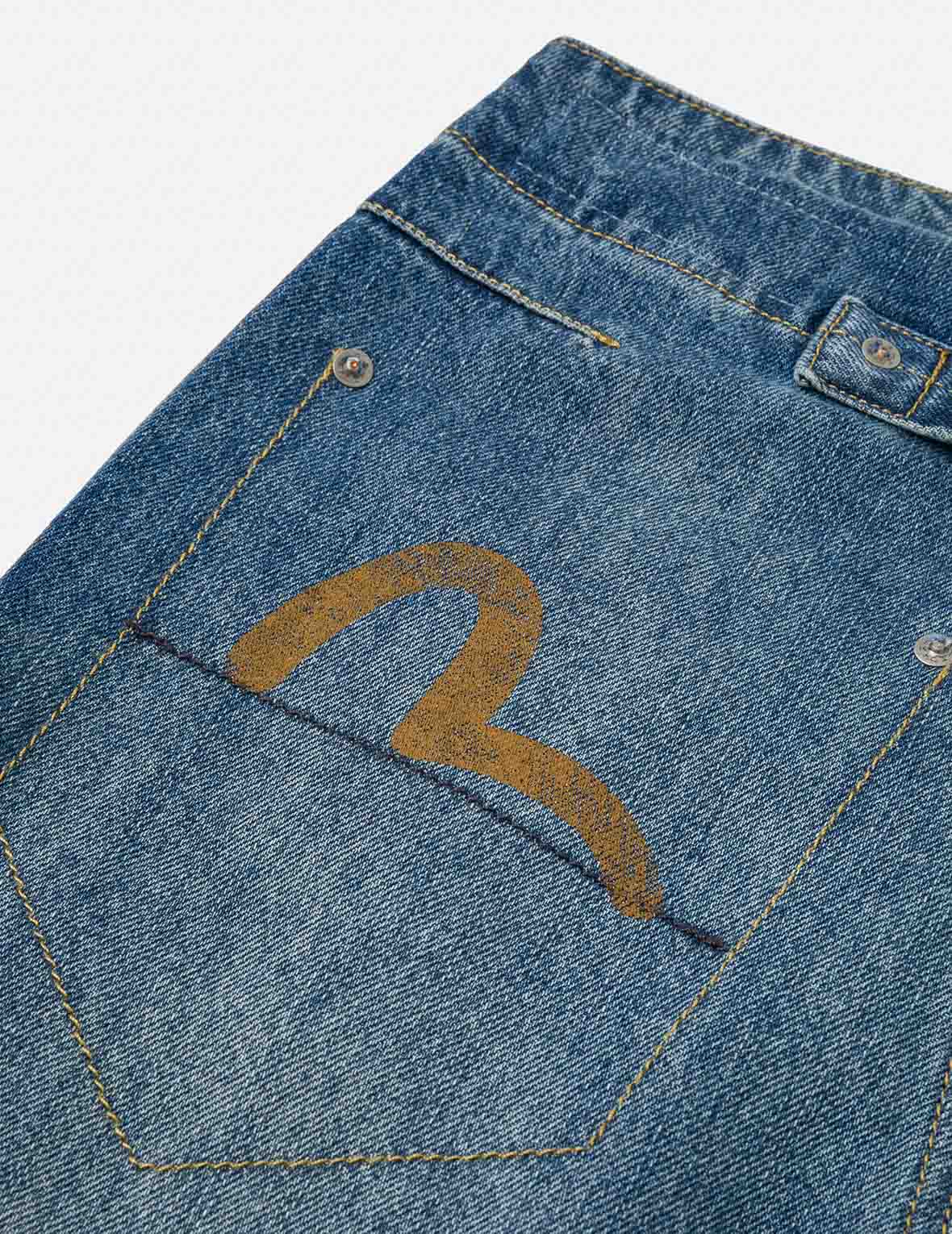 海鸥印花阔脚牛仔裤