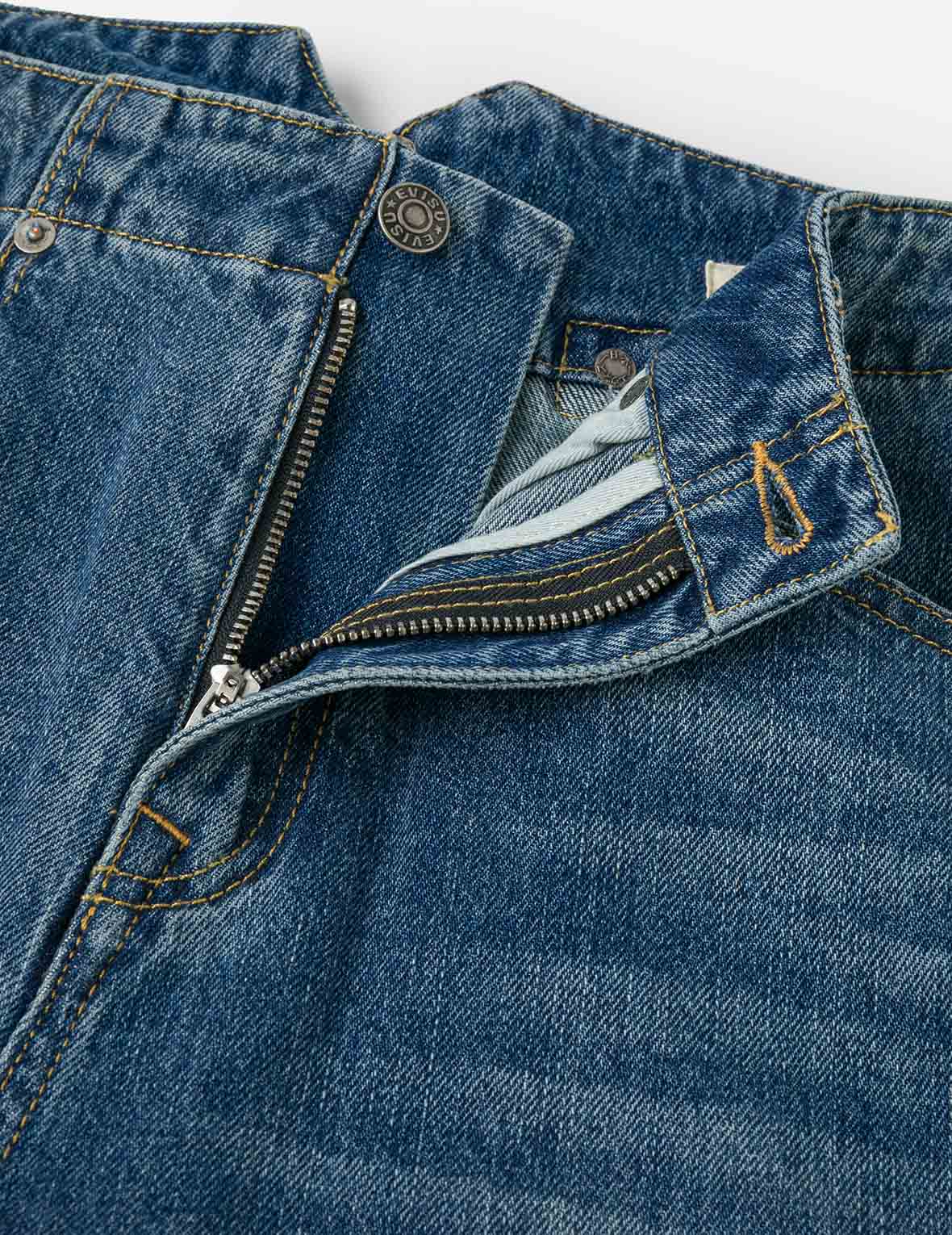 海鸥印花阔脚牛仔裤