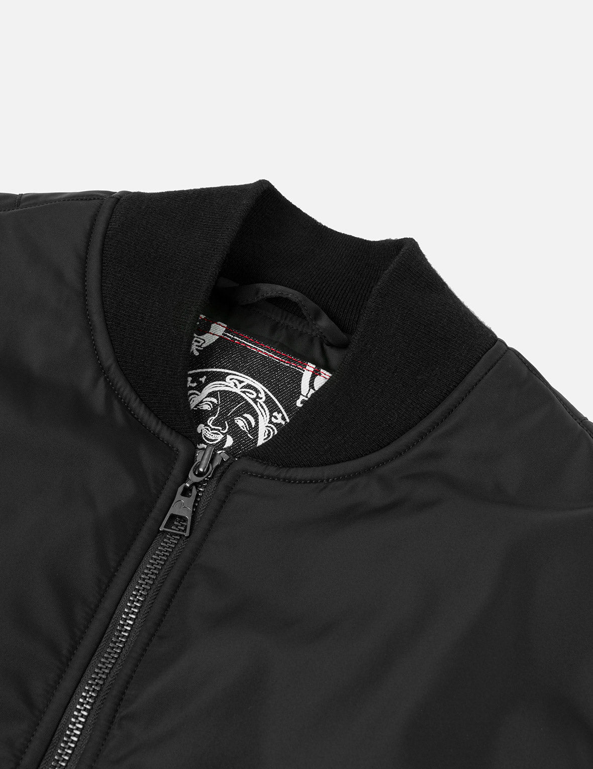 Fuzzy Cat Appliqué and Logo Embroidery Drop-Shoulder Bomber Jacket