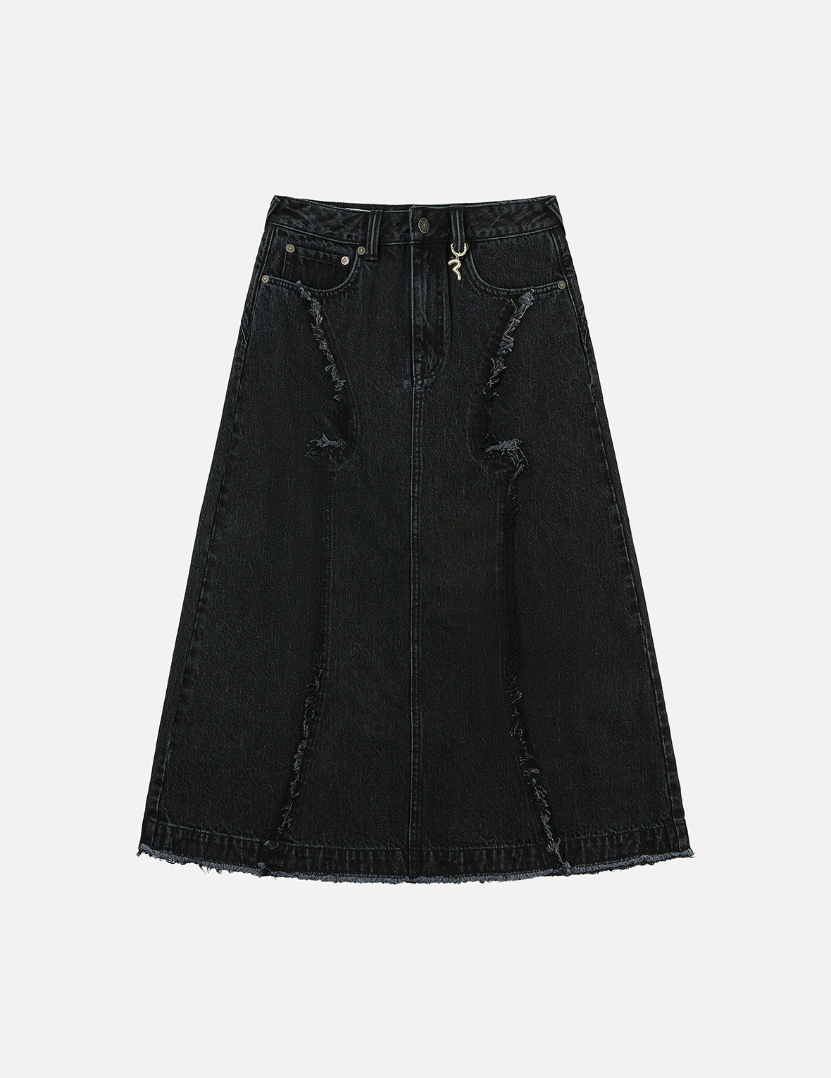 海鸥刺绣和破损时尚版型牛仔半裙