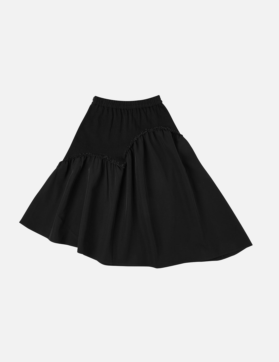 Seagull-inspired Asymmetrical Ruffles Oversized Midi Skirt