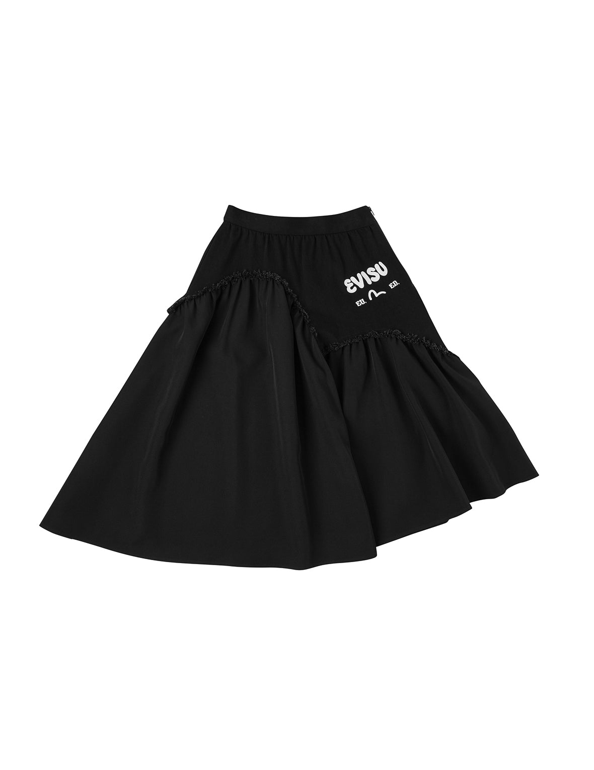 Seagull-inspired Asymmetrical Ruffles Oversized Midi Skirt