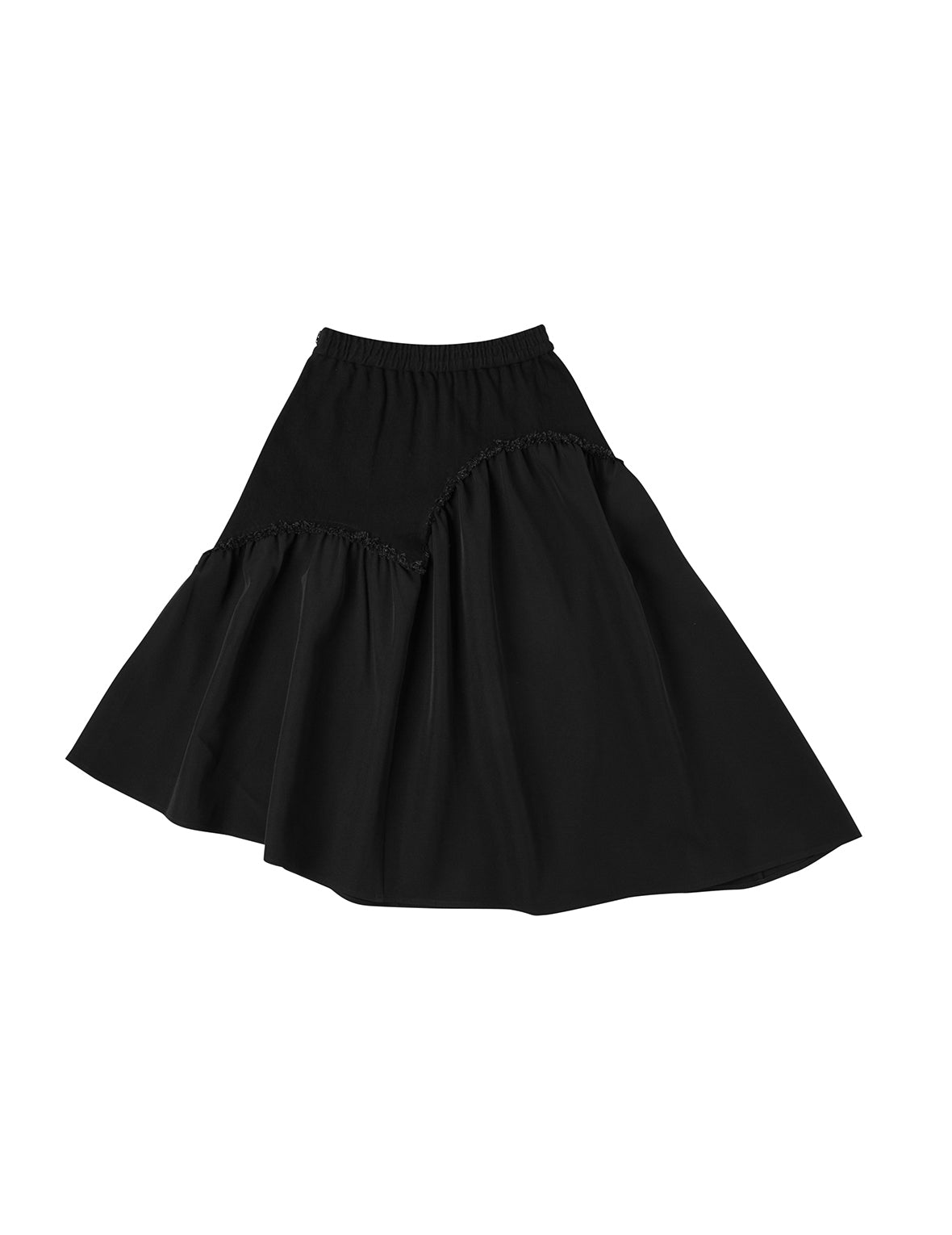 Seagull-inspired Asymmetrical Ruffles Oversized Midi Skirt