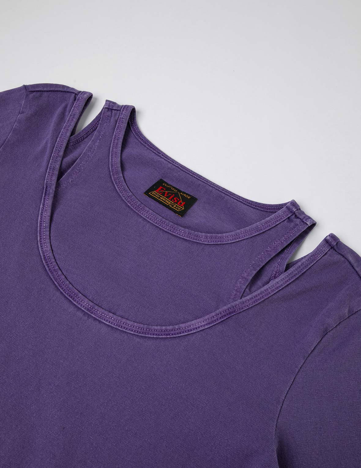 渐变扎染和商标印花常规版型假两件长袖上衣