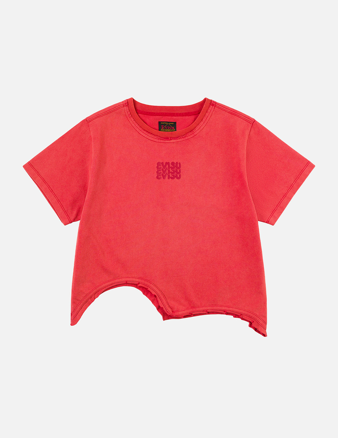 商标印花和破损细节时尚版型T恤