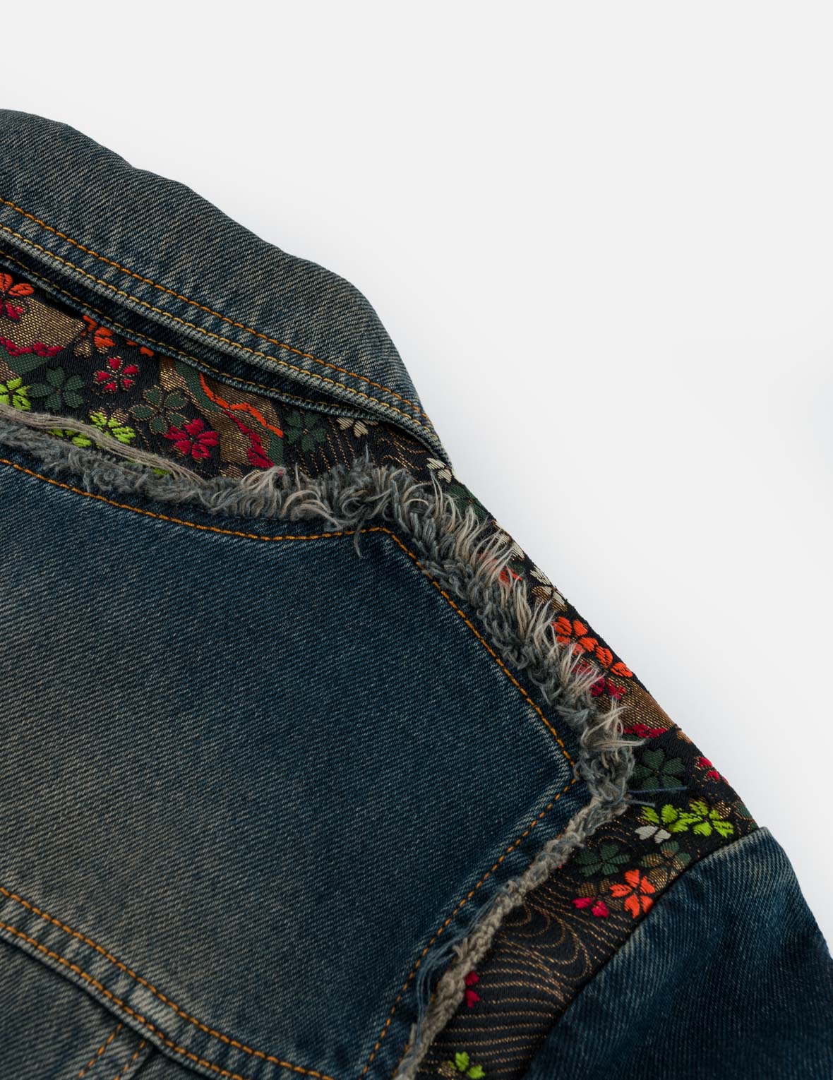 Sakura Brocade Inserted Denim Jacket