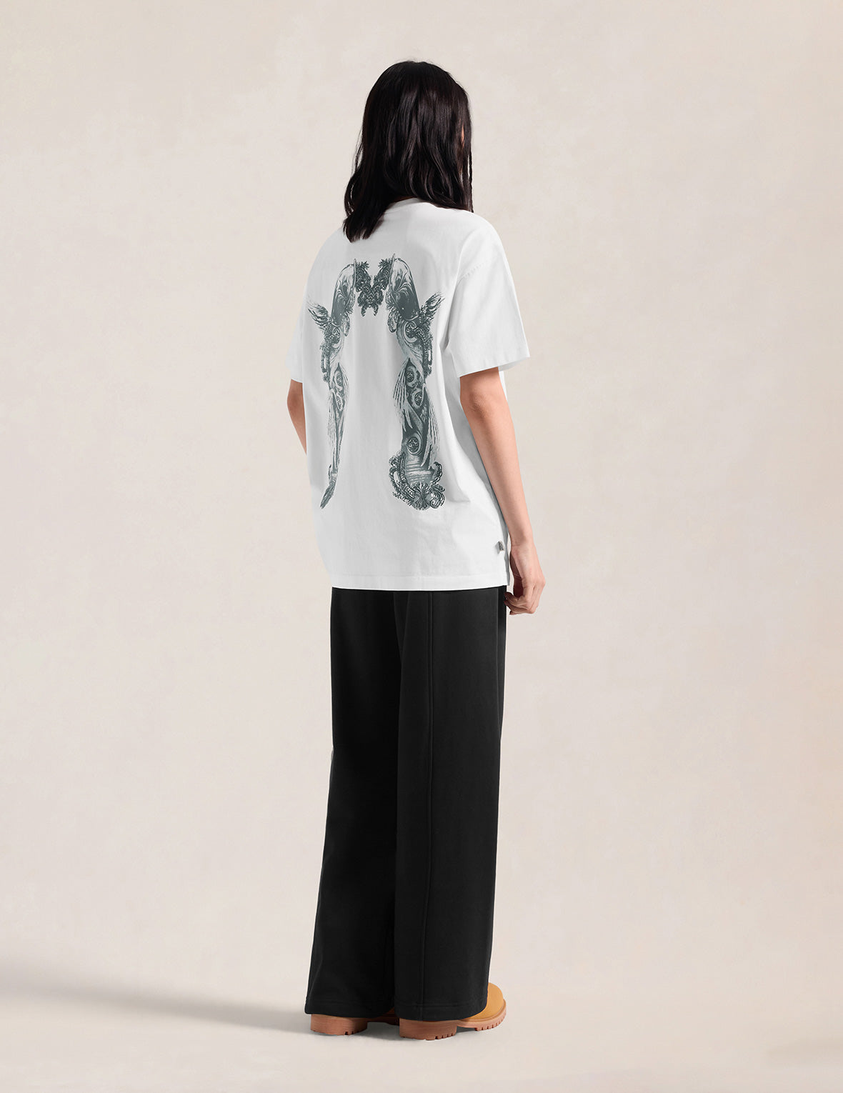 Feather Wing Daicock Print and Embroidered T-Shirt