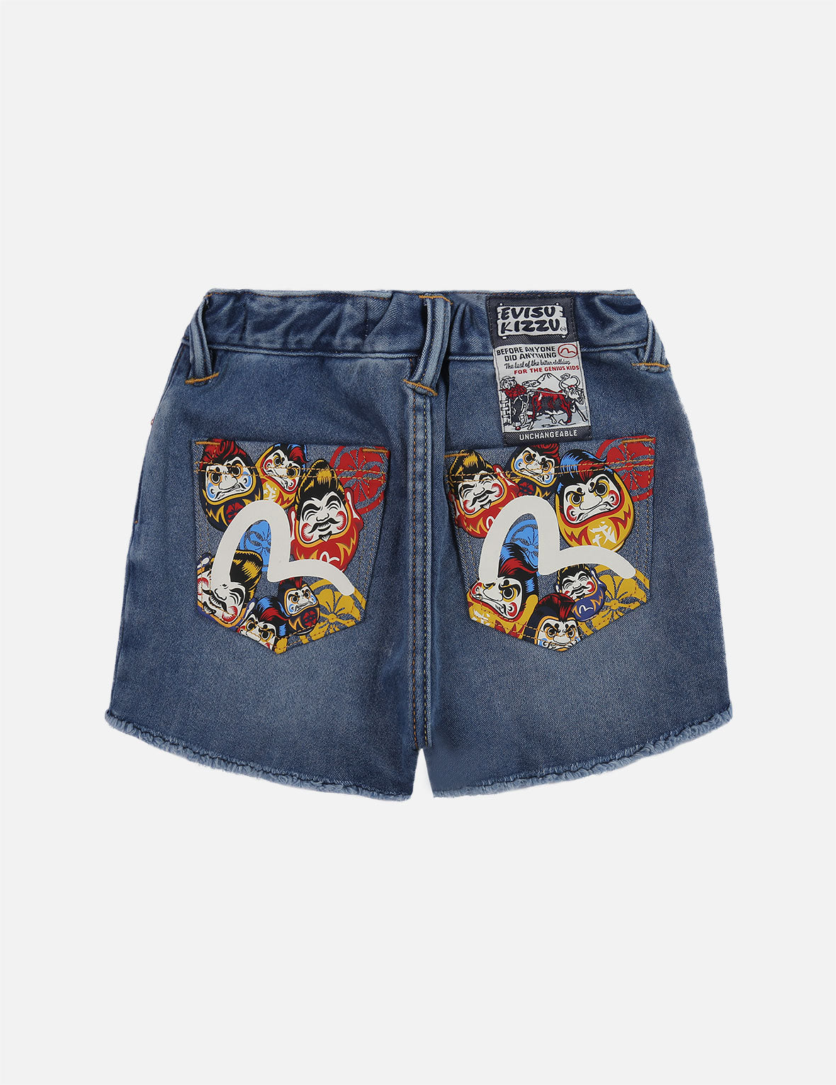 Daruma Print Pocket Denim Skort
