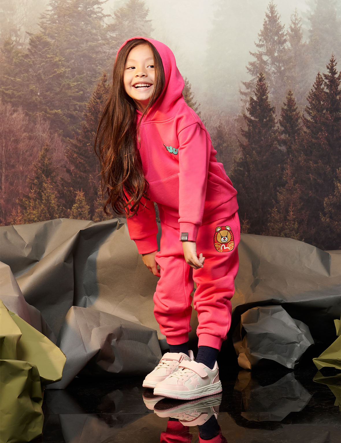 Daruma Bear Print Regular Fit Hoodie