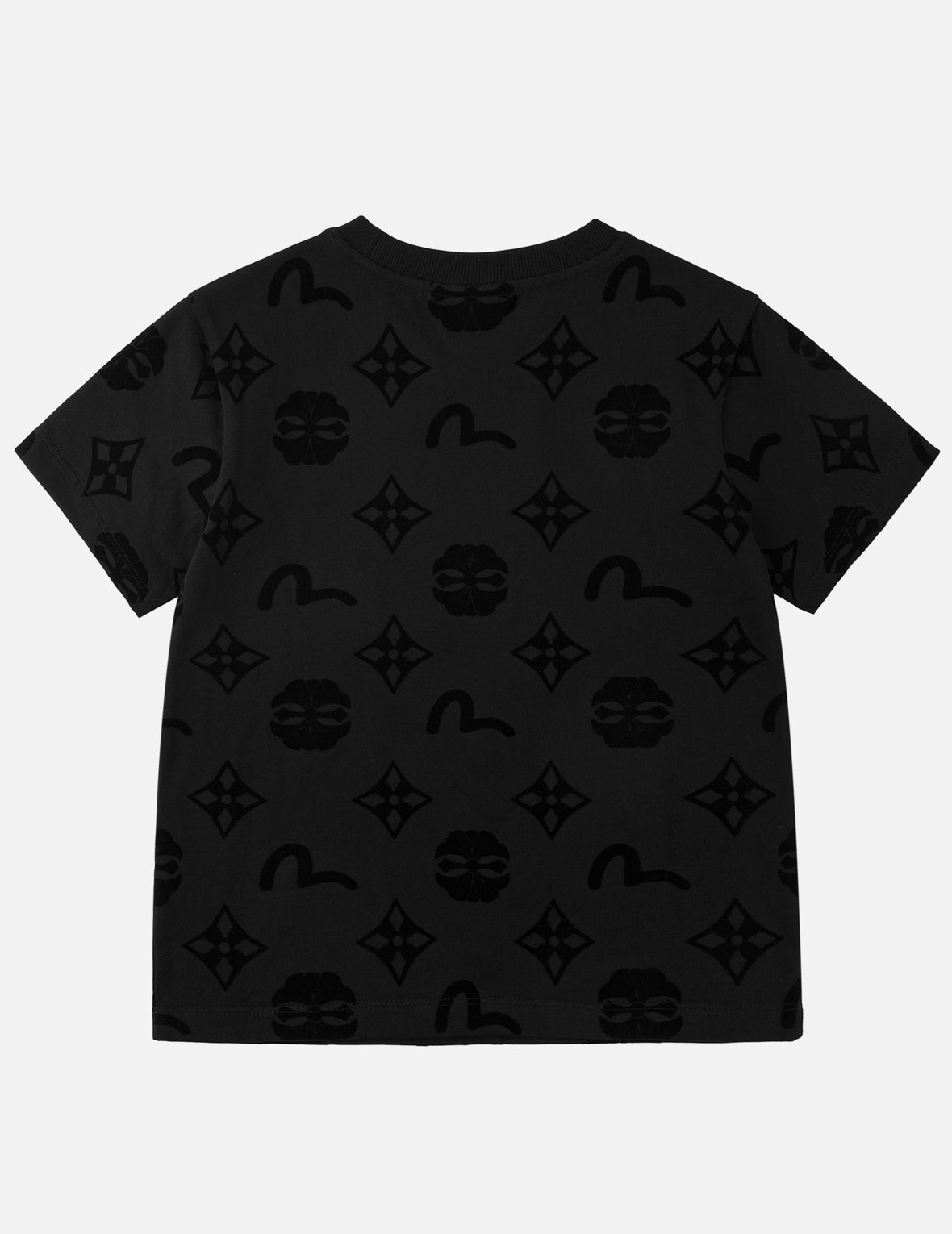 All-Over Kamon and Seagull Flocked Print T-Shirt