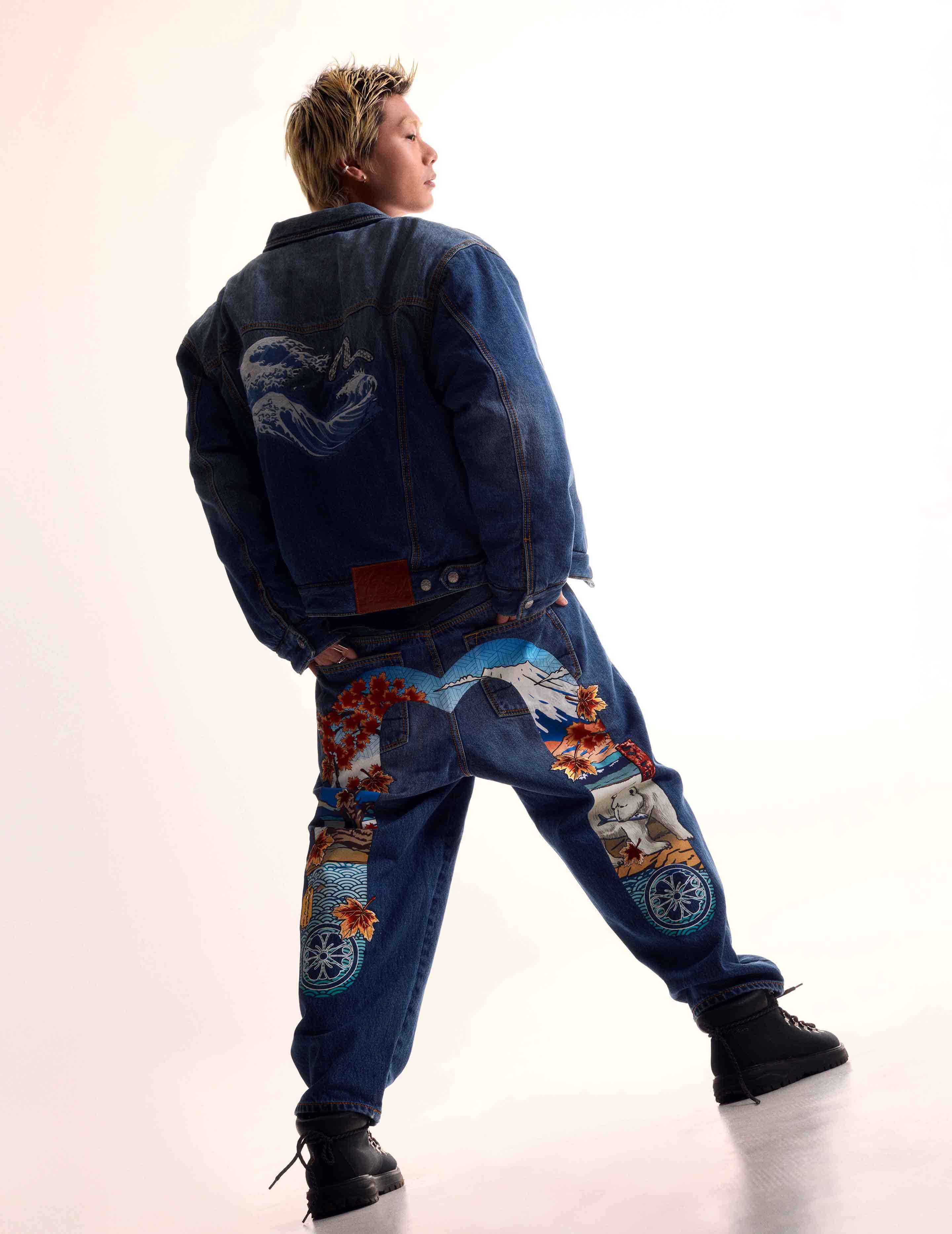 EVISU X MOOSE KNUCKLES Ukiyo-e Wave Denim Jacket