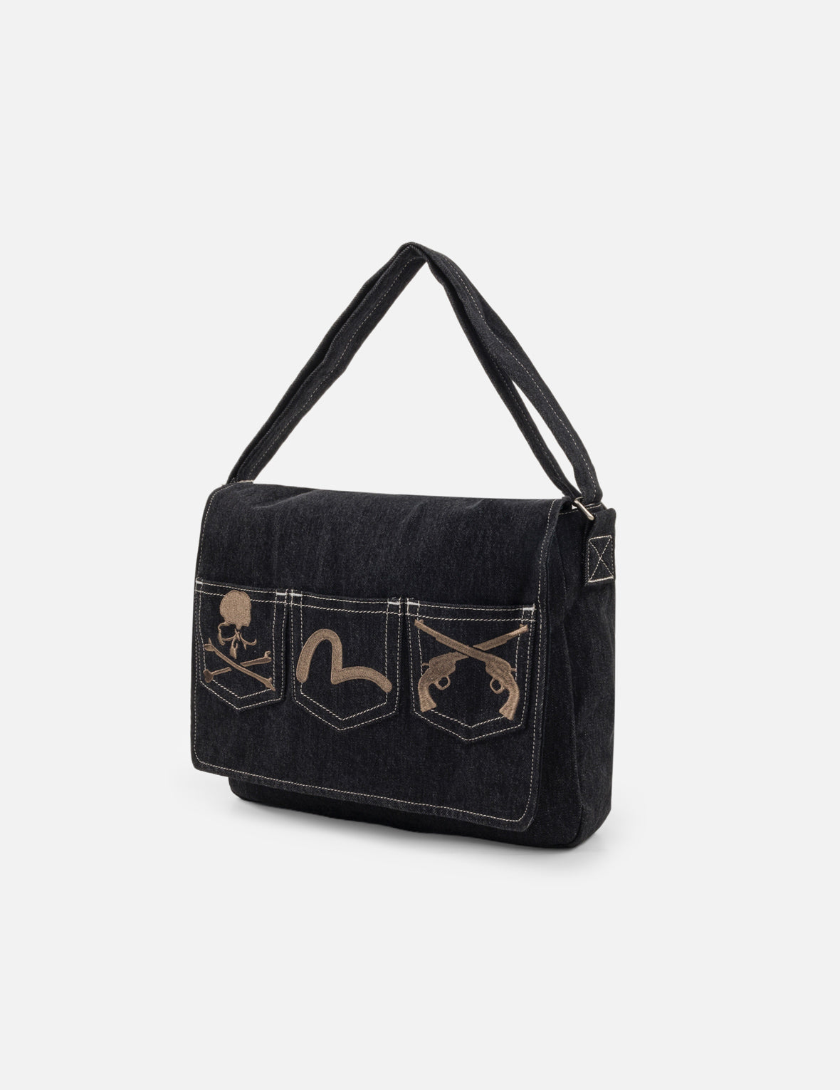 EVISU x mastermind JAPAN x roarguns 多口袋牛仔斜挎包