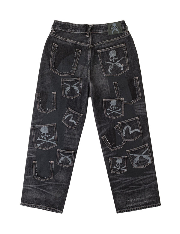 EVISU x mastermind JAPAN x roarguns 水洗多口袋赤耳牛仔裤