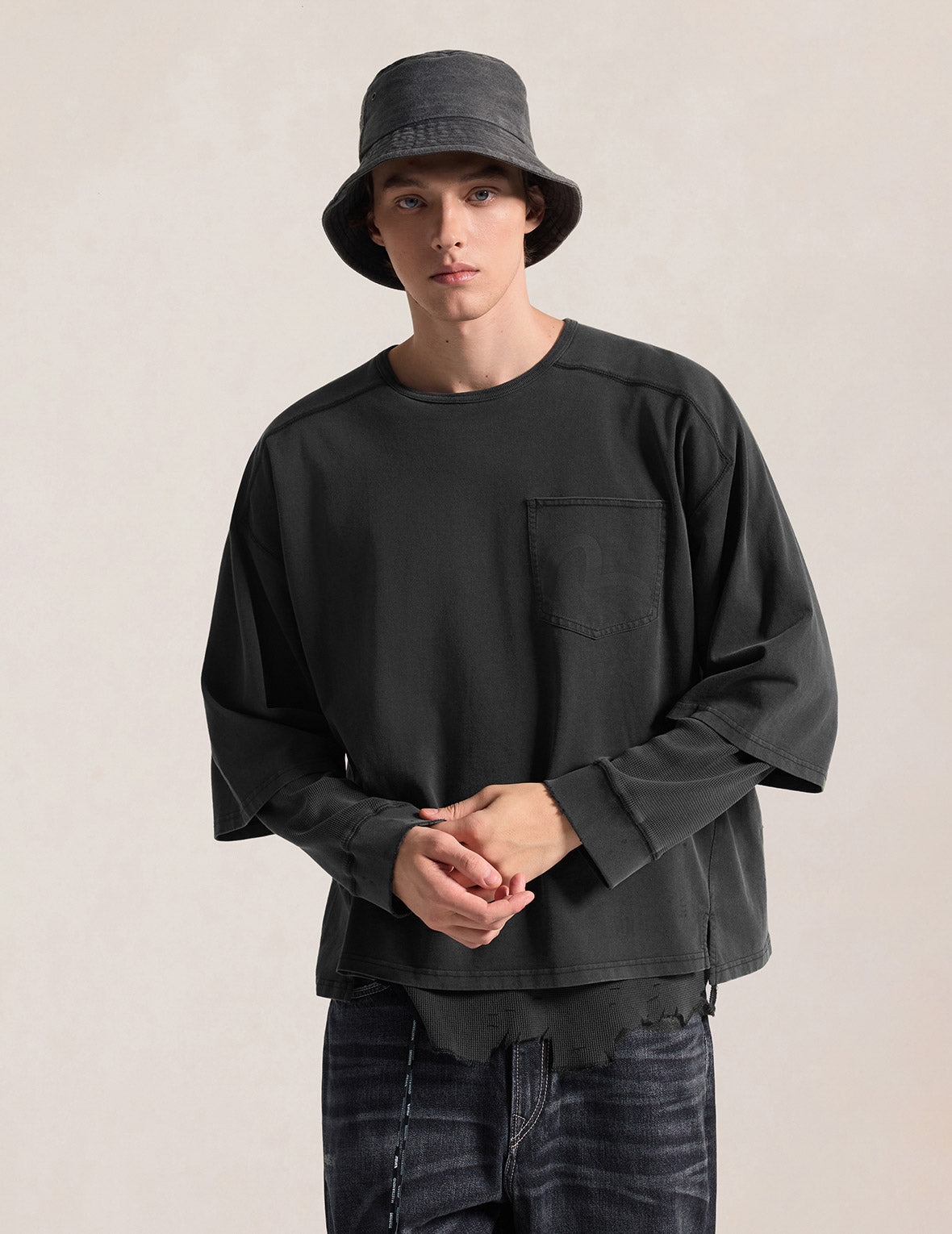 EVISU x mastermind JAPAN x roarguns 破损双层长袖T恤