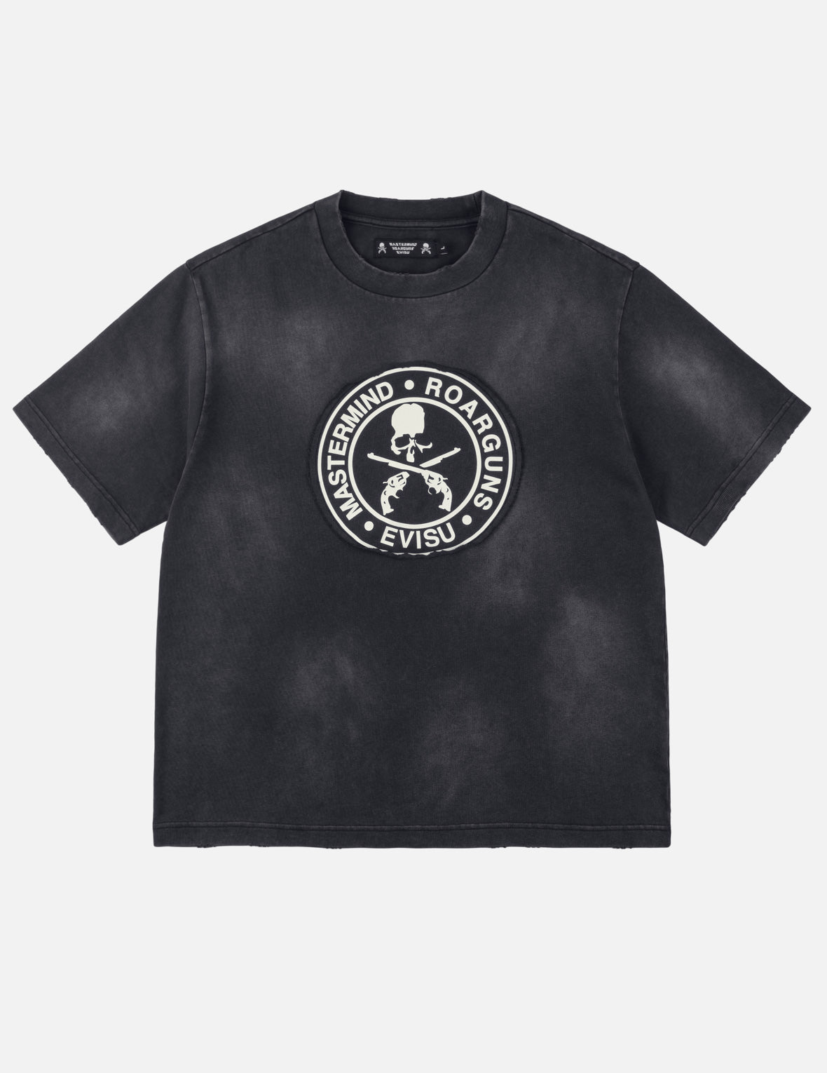 EVISU x mastermind JAPAN x roarguns 毛边贴布大M短袖T恤
