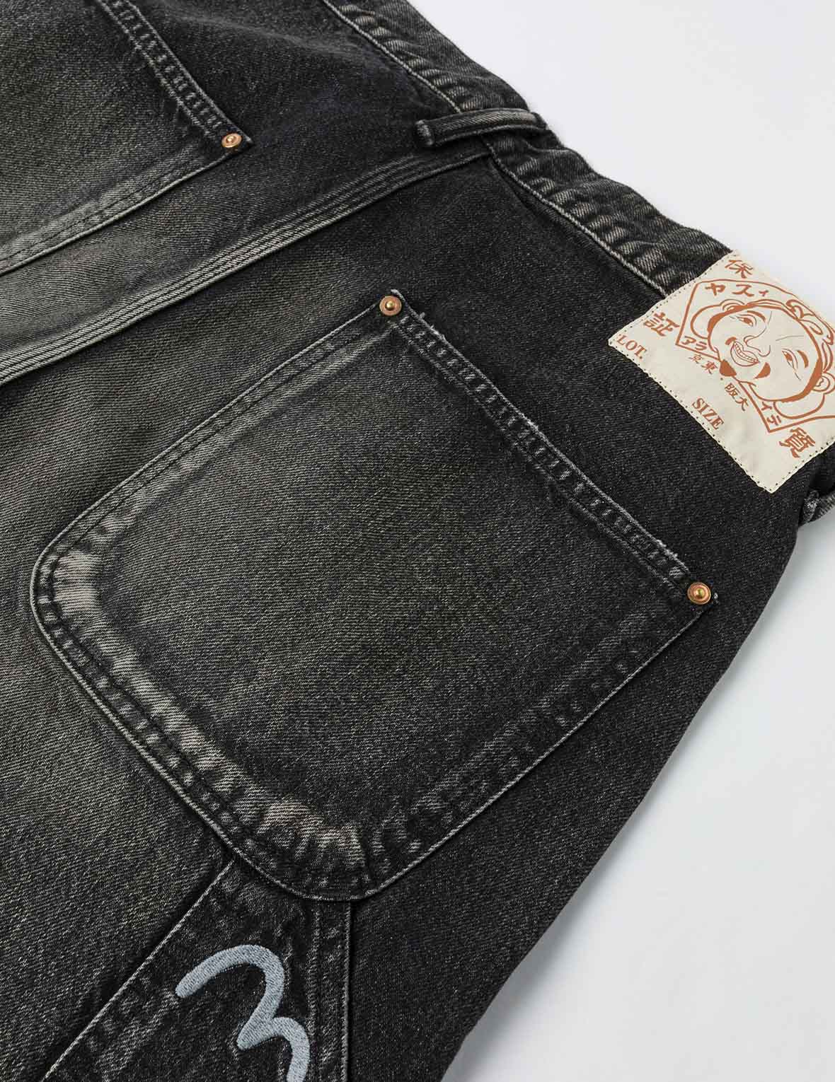 Washed Seagull Print Regular Fit Painter Jeans