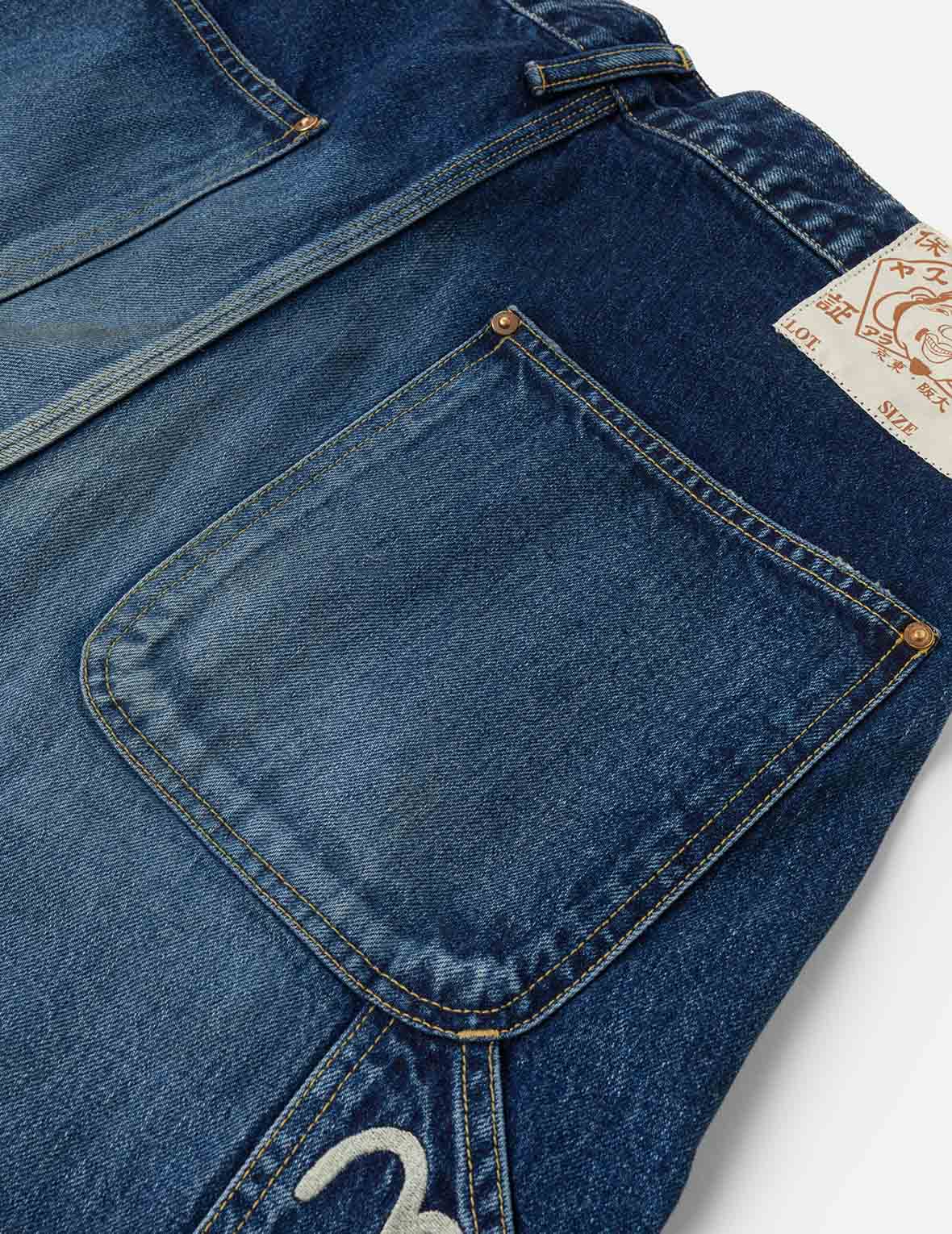 Washed Seagull Print Regular Fit Painter Jeans