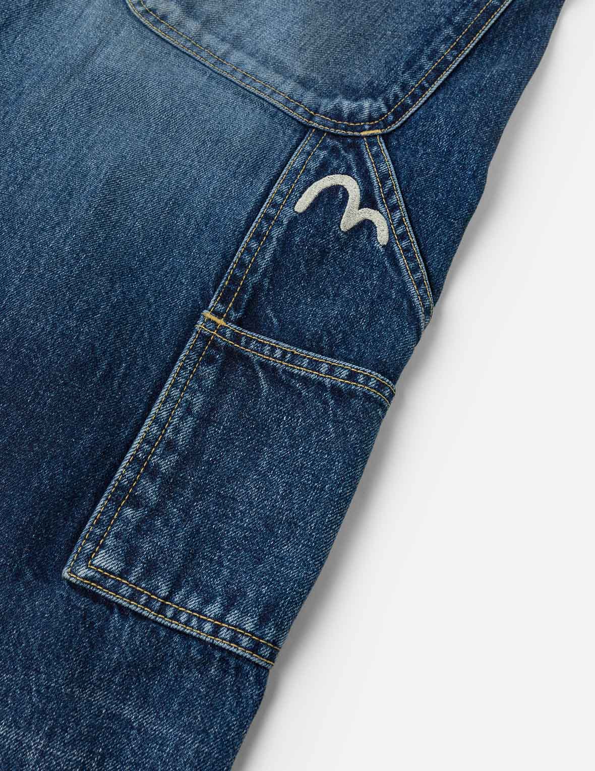 Washed Seagull Print Regular Fit Painter Jeans