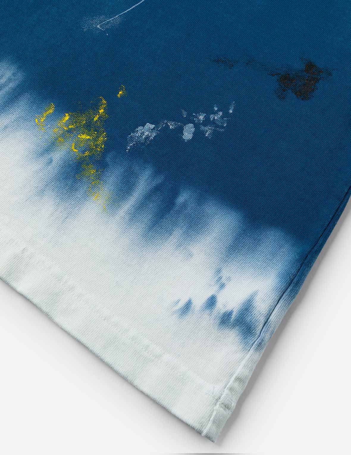 达摩和商标刺绣常规版型渐层式染色T恤