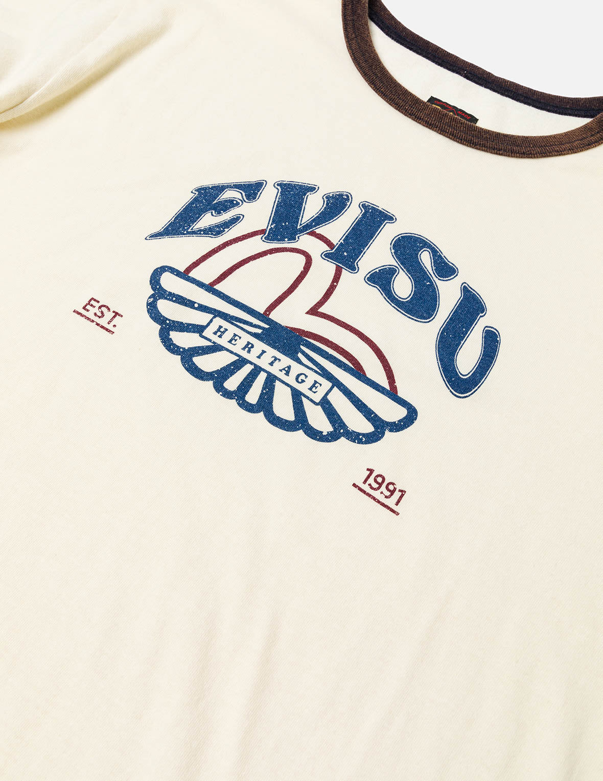 Washed Seagull and Logo Print Regular Fit Ringer T-shirt