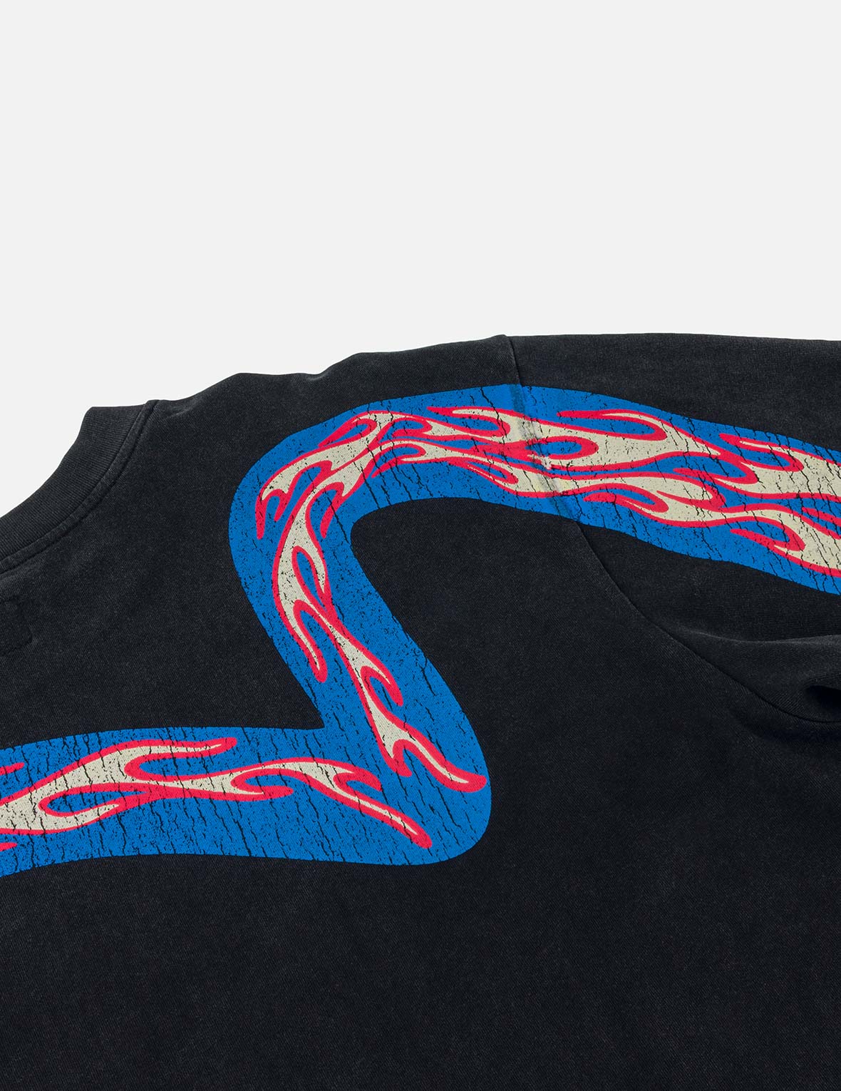 焰纹反向海鸥标语长袖T恤