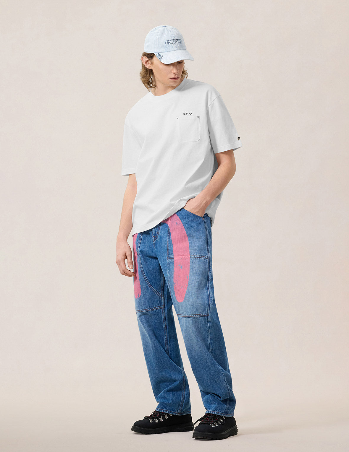 Japanese Logo Embroidery Pocket T-shirt