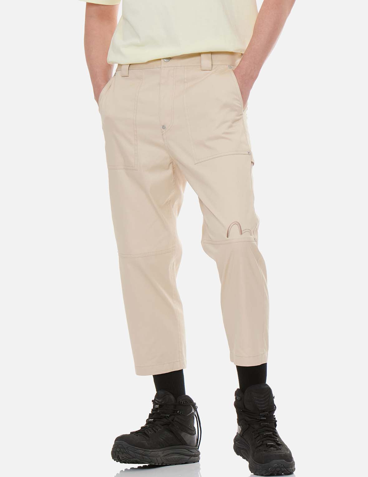 Logo Embroidery Drop Crotch Pants