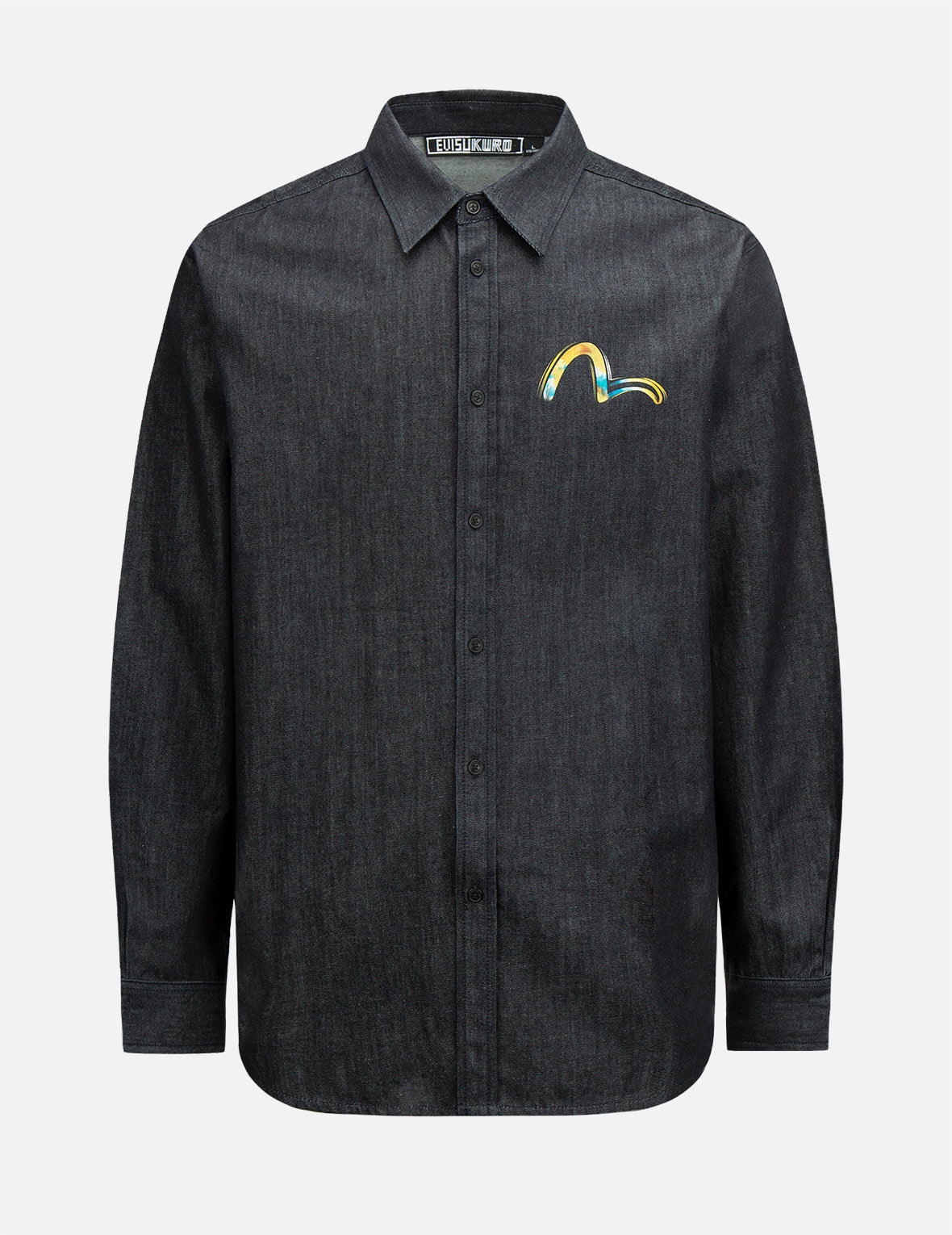Smoky Hannya Skull Print Denim Shirt