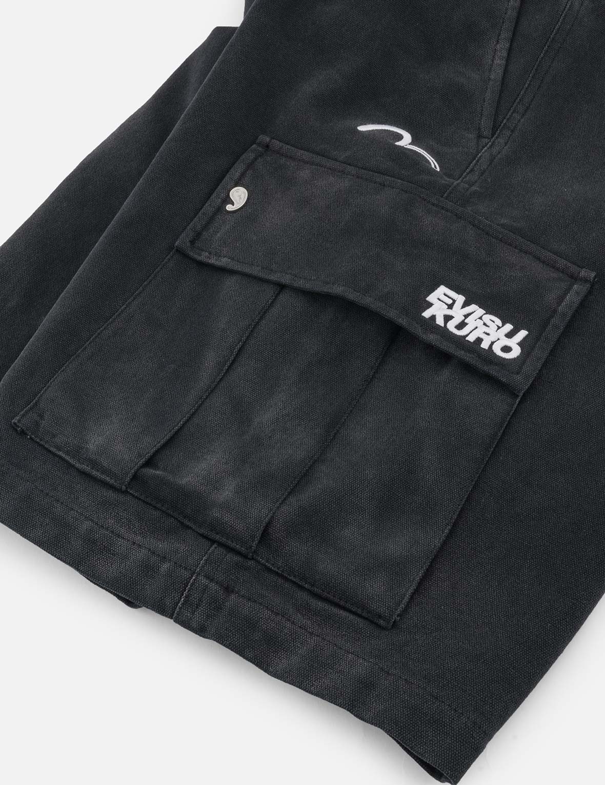 Pigment Dye Wash Seagull Embroidery Relax Fit Shorts