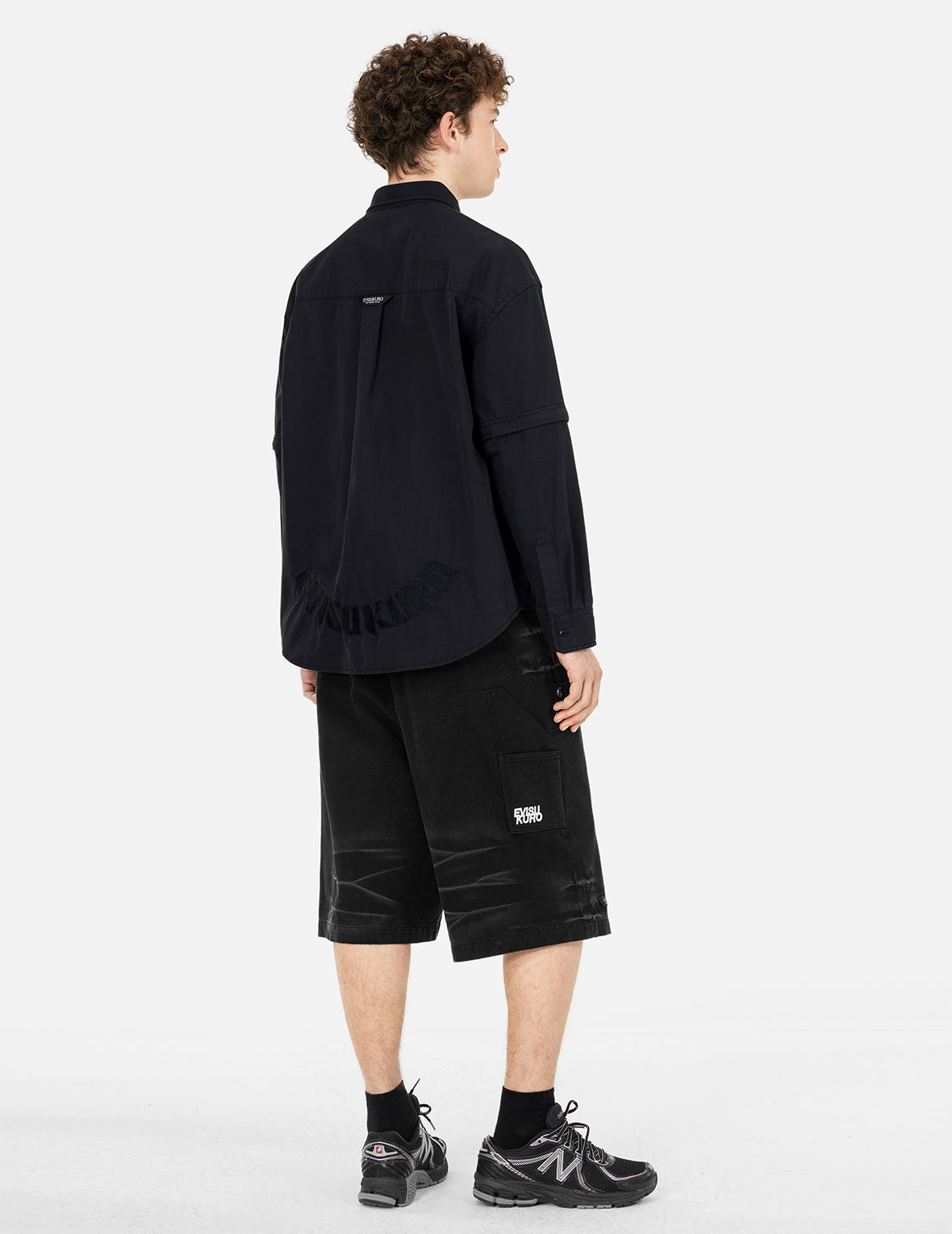Logo and Seagull Embroidery with Detachable Sleeves Loose Fit Shirt Jacket