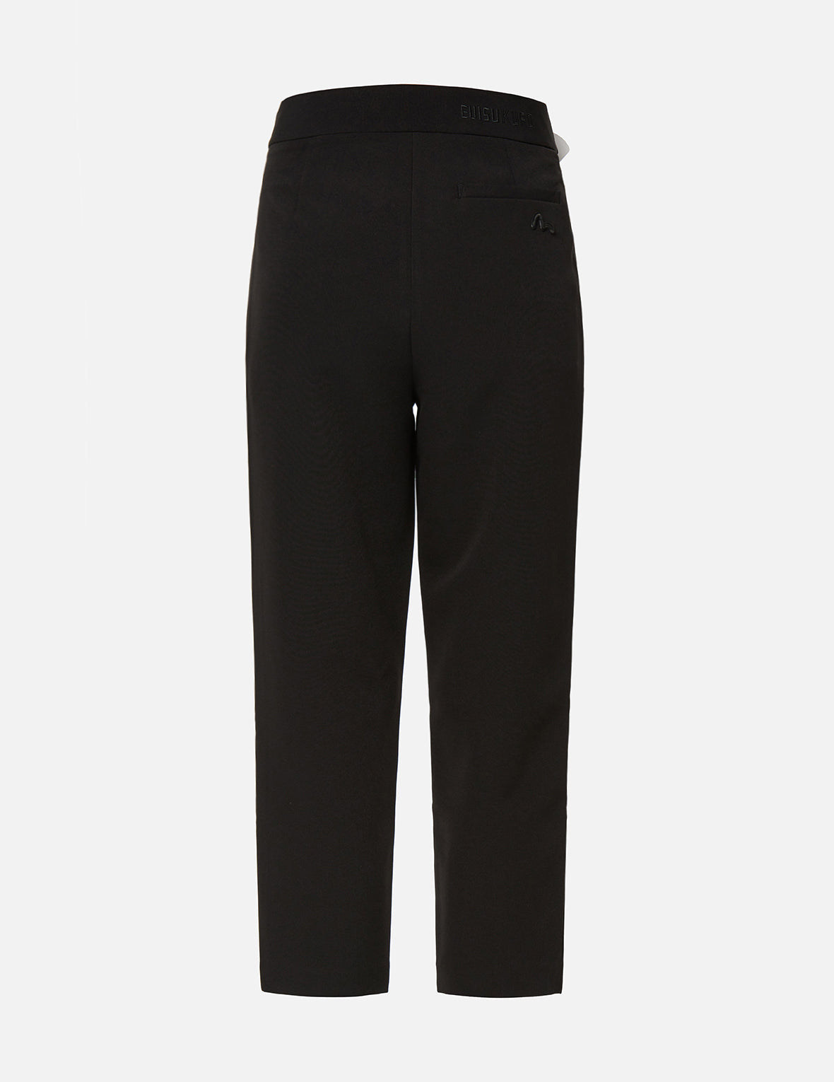 Partial Leather Buckle Belt Cropped Straight Fit Pants