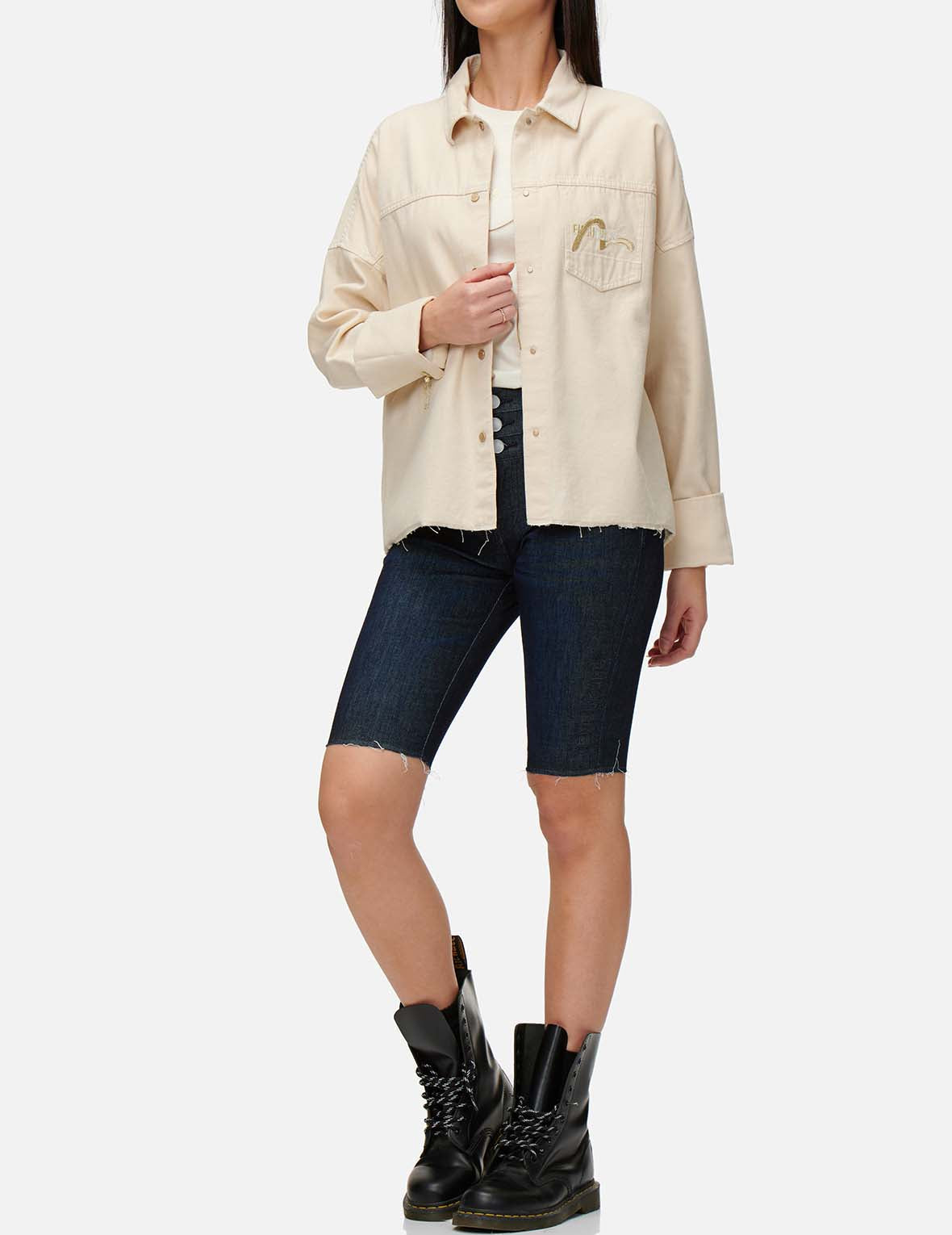 Metal Ring Denim Shirt Jacket
